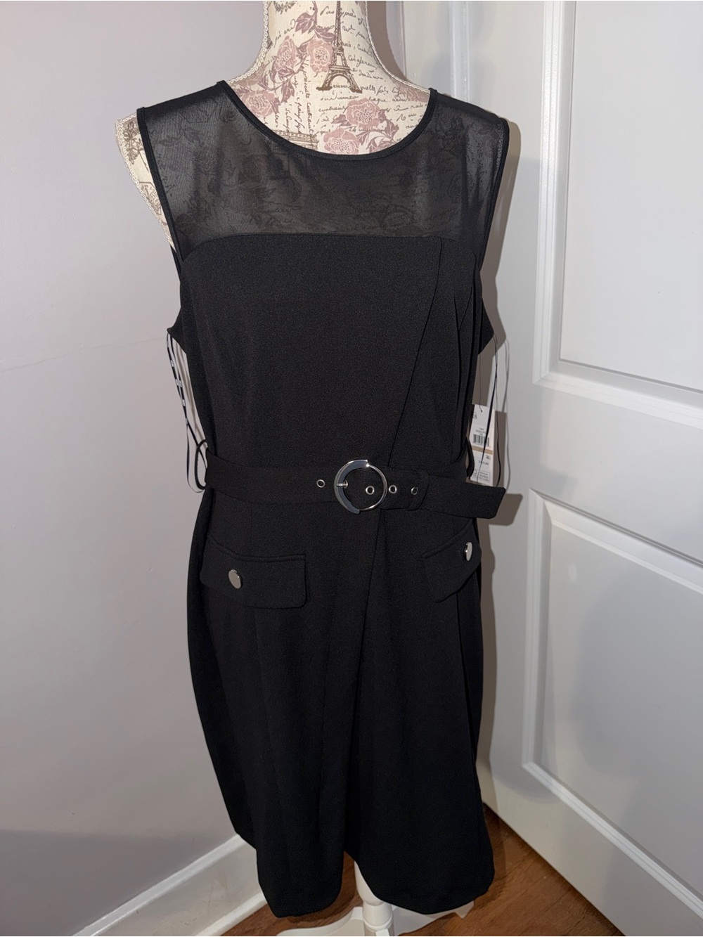 DKNY Sleeveless Black Belted Dress NWT